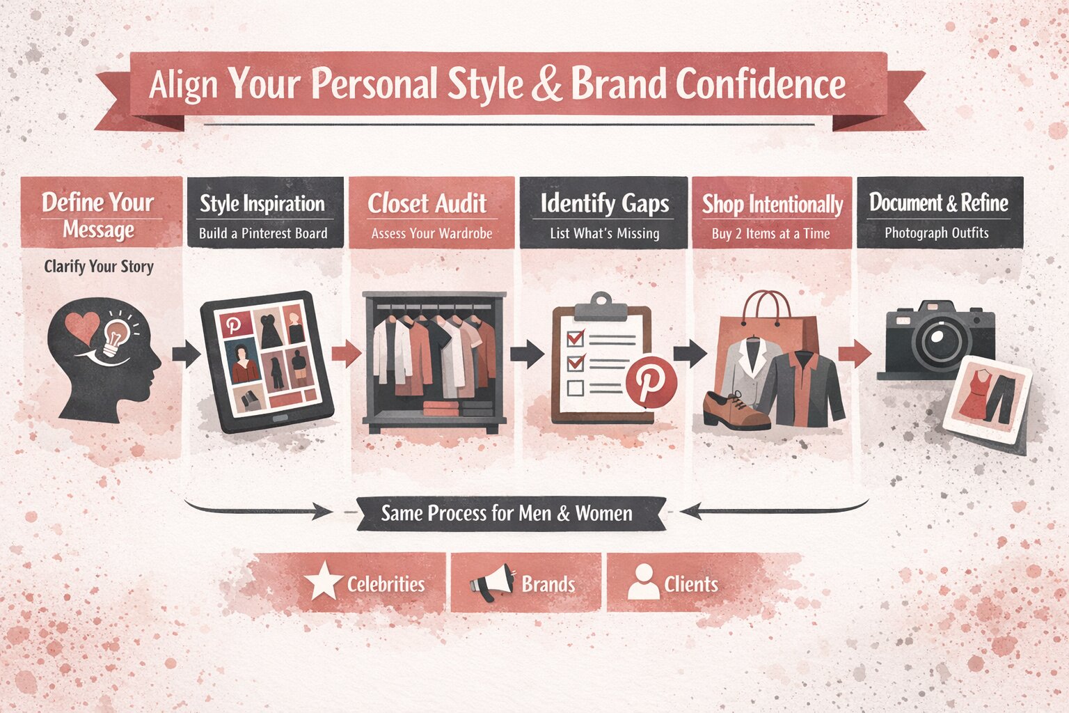 Jordan Stolch MiKADO Personal Styling step-by-step process to align personal style with brand confidence starting with messaging and wardrobe strategy
