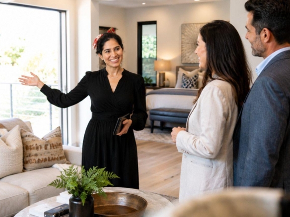 Nisha Franklin showing a luxury short-term rental to investors