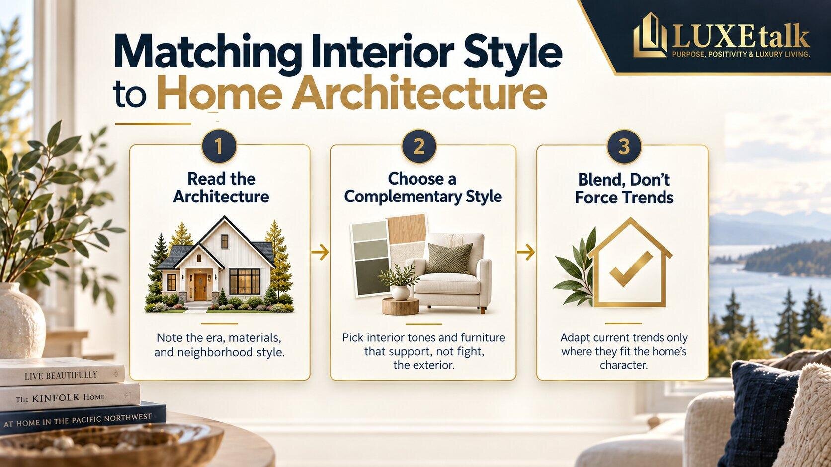 Framework diagram for matching interior design style to a home's architecture