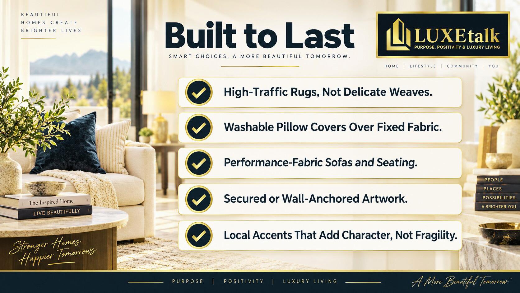 Infographic checklist of durable materials for short-term rental staging
