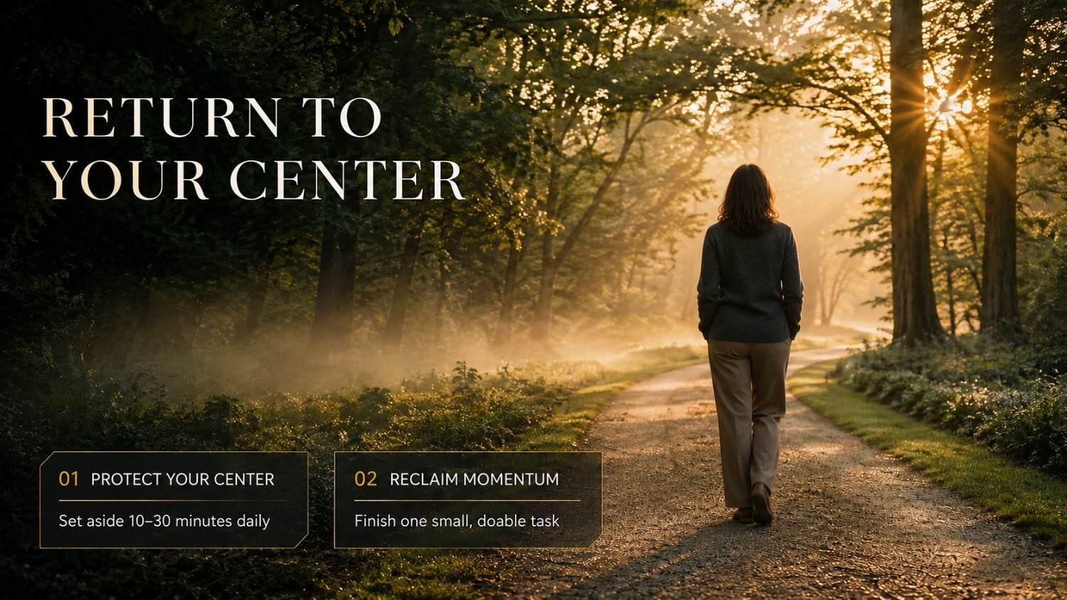 Person taking a quiet moment outdoors to reset and recenter