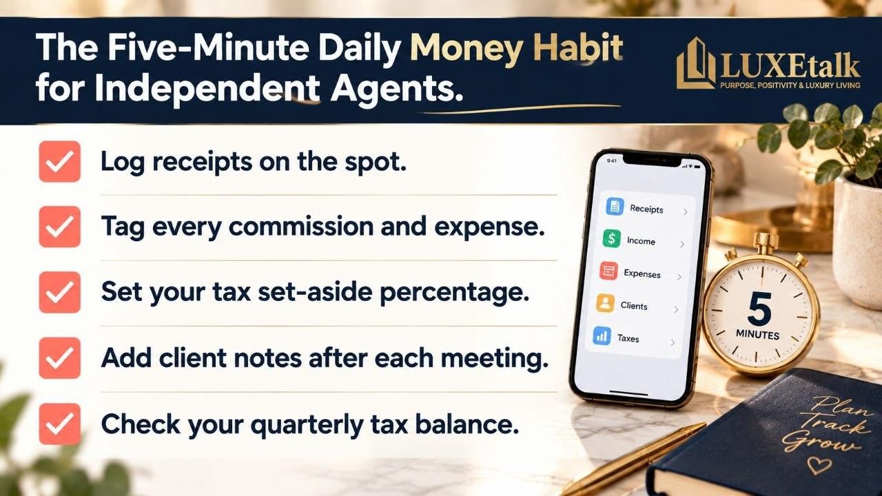 Five-minute daily bookkeeping checklist for independent real estate agents