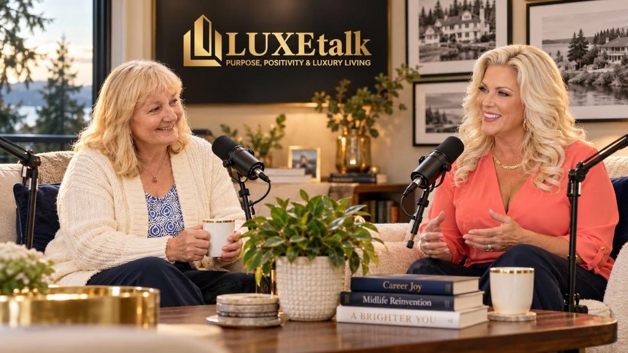 Maria Rushing and Lisa Berg talk about midlife career joy in a cozy living room
