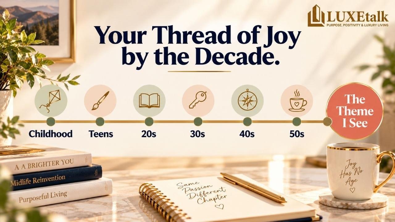 Thread of joy exercise timeline tracing what brought joy in each decade of life